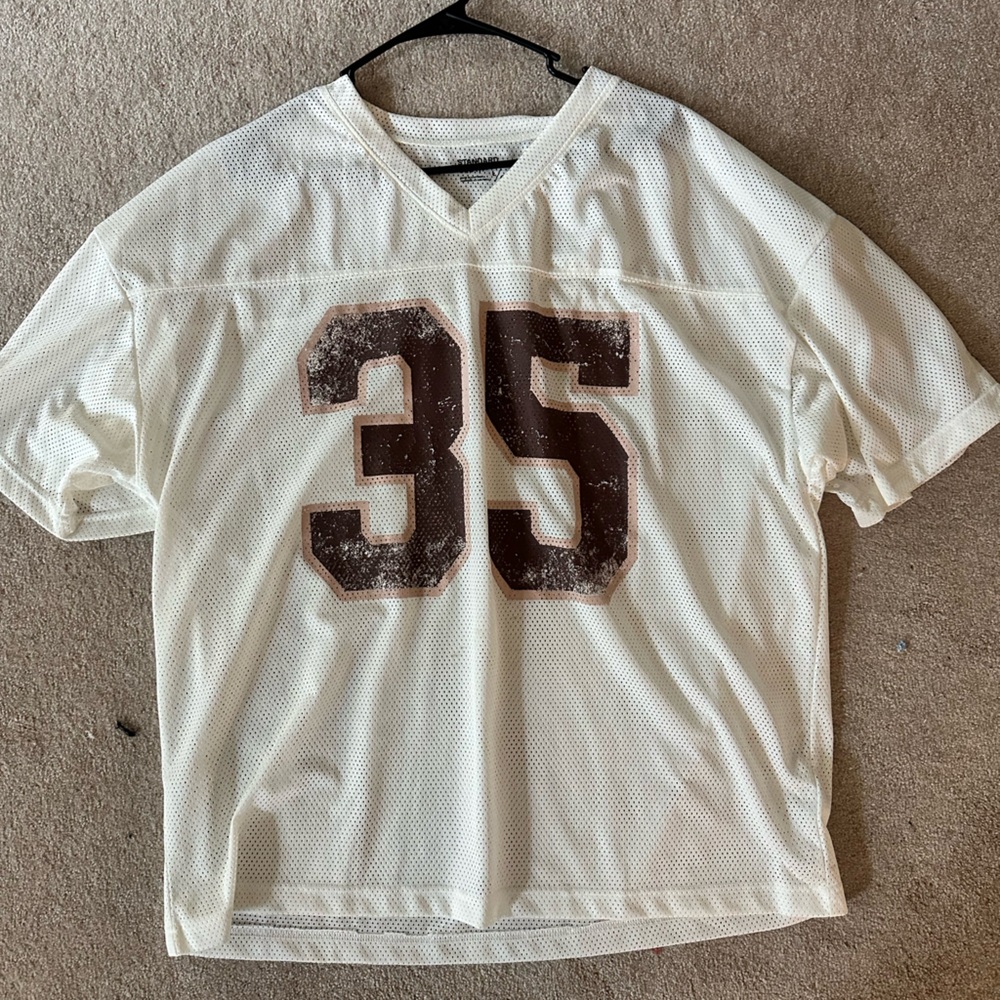 Urban Outfitters White Mesh Top with Brown 35